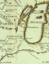 Graff 2507 (Vault) Carte de la Louisiane, 1718, Detail of Lake Michigan, Chicago_o2.jpg